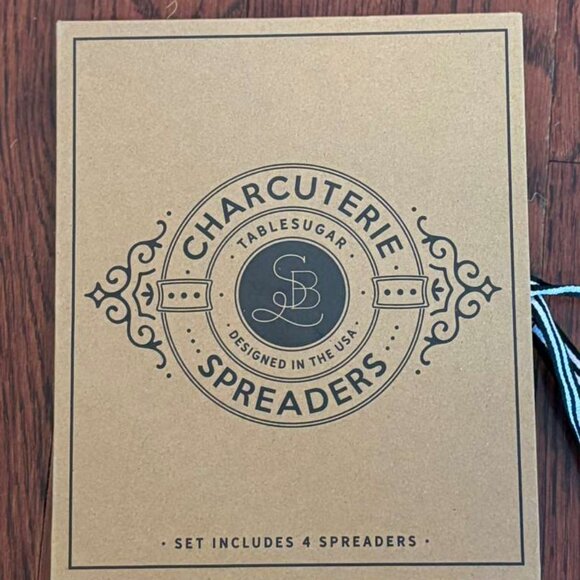 Set of 4 Charcuterie Board Spreader Knives with Black Handles | Cheese & Dip Set - Picture 5 of 6